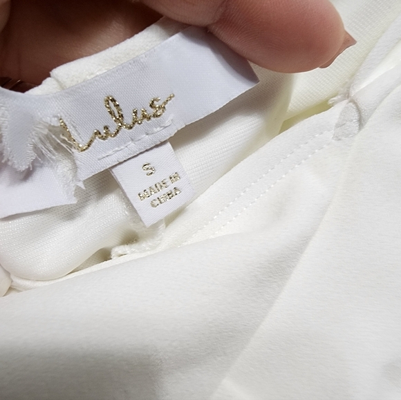 Lulus Majestic Attitude White Cape Sleeve One-Shoulder Maxi Dress S Wedding - Picture 11 of 11